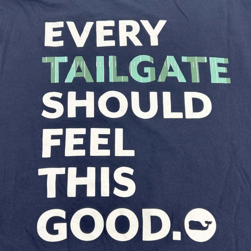 Vineyard Vines Shirt Mens XS Blue Long Sleeve Crew Neck Pocket Tee Football Logo